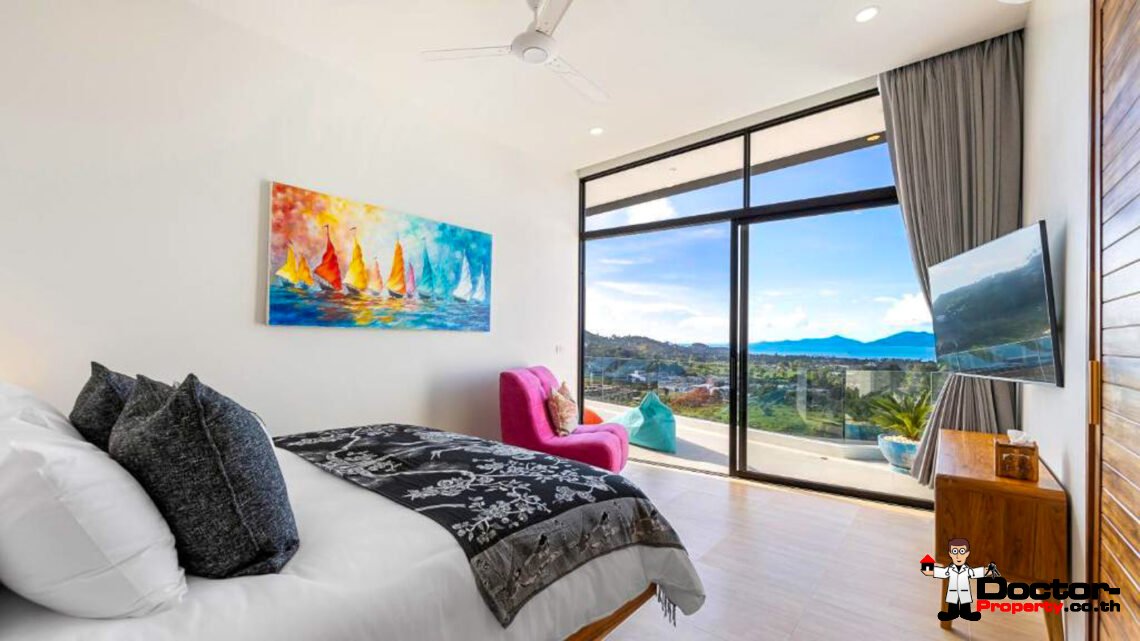 New Luxury 5 Bedroom Pool Villa with Stunning Sea View in Bo Phut, Koh Samui – For Sale