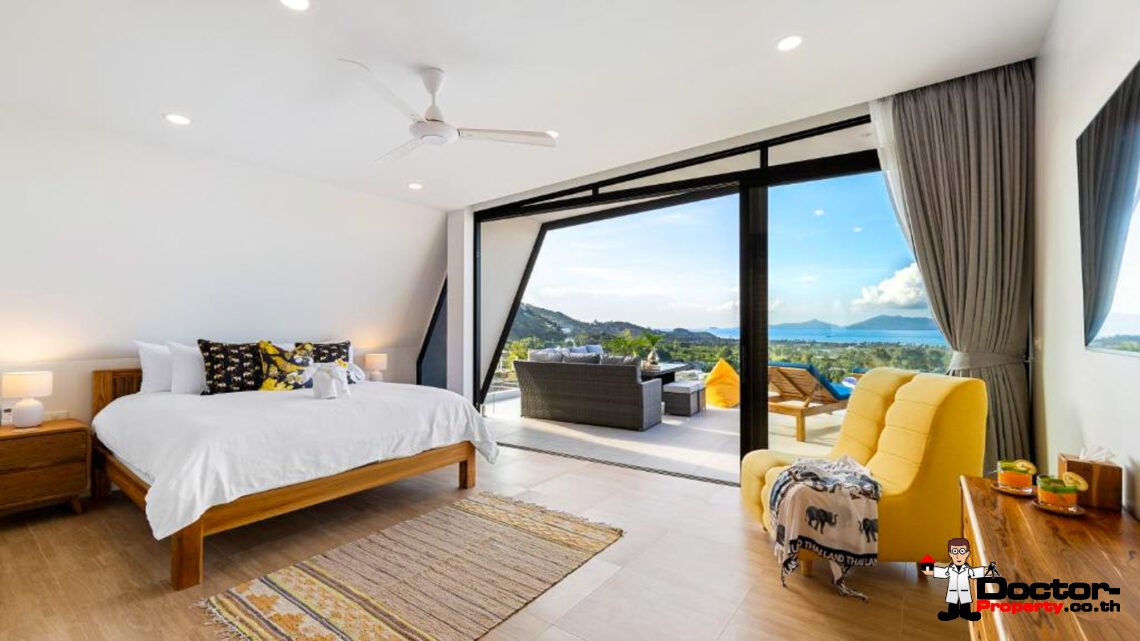 New Luxury 5 Bedroom Pool Villa with Stunning Sea View in Bo Phut, Koh Samui – For Sale