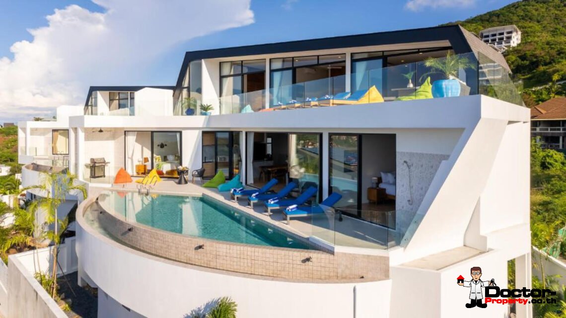 New Luxury 5 Bedroom Pool Villa with Stunning Sea View in Bo Phut, Koh Samui – For Sale