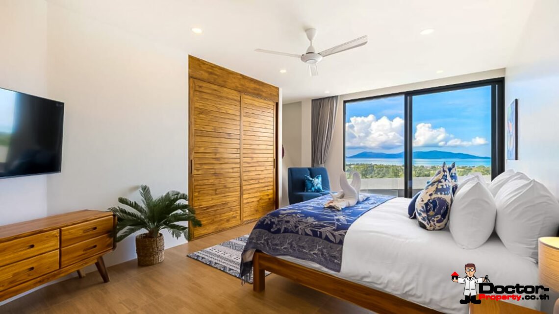 New Luxury 5 Bedroom Pool Villa with Stunning Sea View in Bo Phut, Koh Samui – For Sale