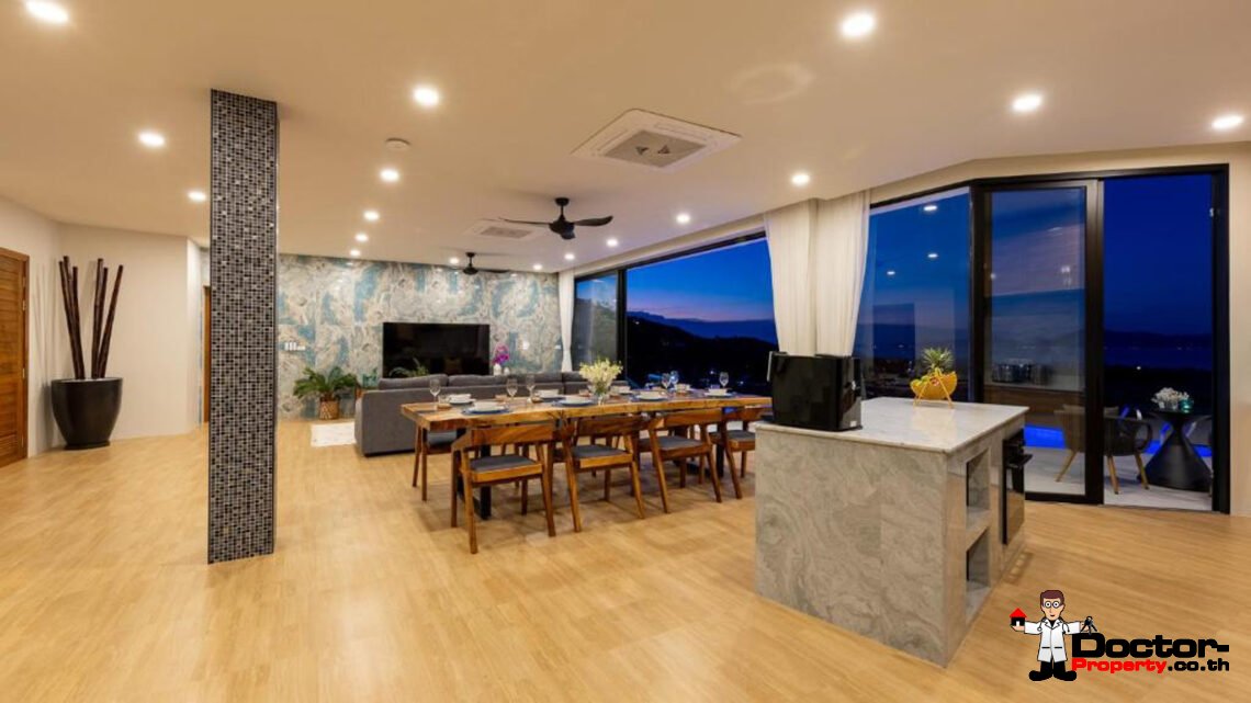 New Luxury 5 Bedroom Pool Villa with Stunning Sea View in Bo Phut, Koh Samui – For Sale