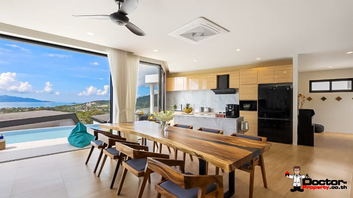 New Luxury 5 Bedroom Pool Villa with Stunning Sea View in Bo Phut, Koh Samui – For Sale
