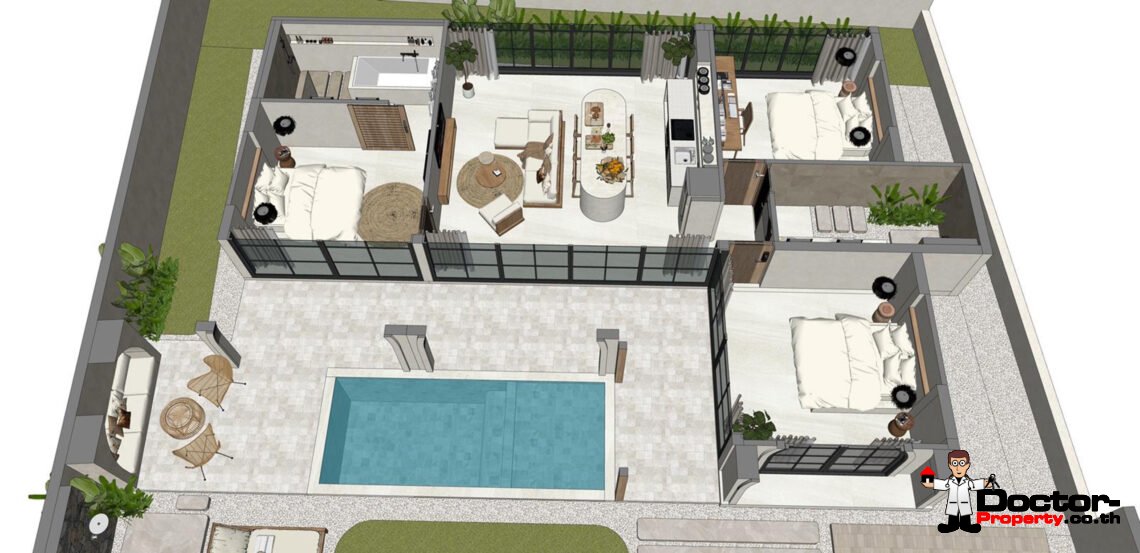 Tropical 3 Bedroom Pool Villa in Taling Ngam, Koh Samui – For Sale