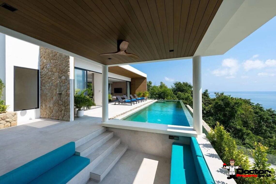 New Luxury 3 Bedroom Pool Villa with Sea View in Chaweng Noi, Koh Samui – For Sale