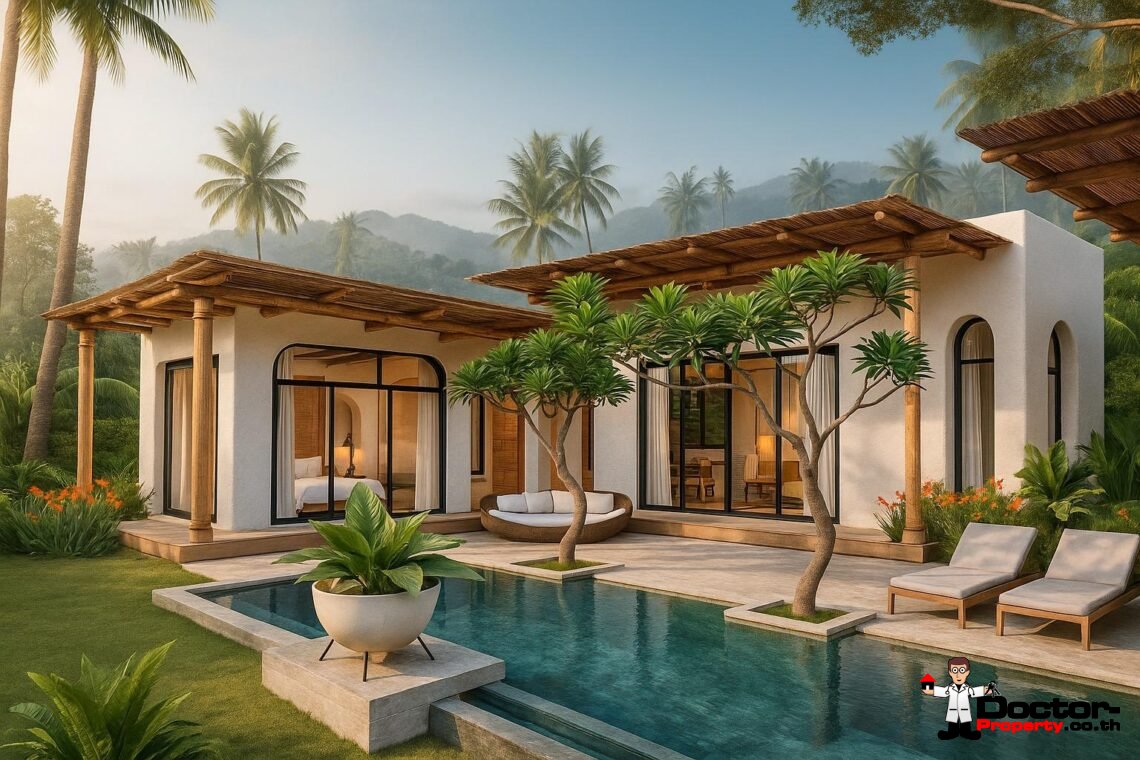 Modern Boho 2 Bedroom Pool Villa in Bang Por, Koh Samui – For Sale