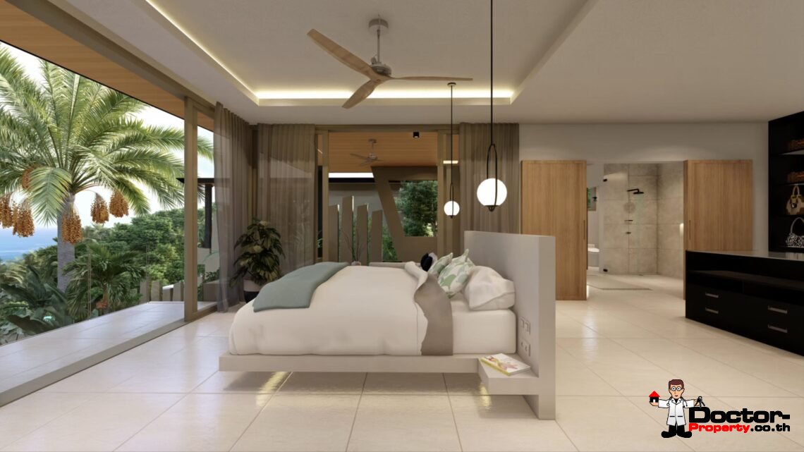 Luxury 4 Bedroom Pool Villa with Partial Sea View in Bo Phut, Koh Samui – For Sale