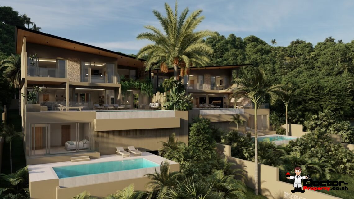 Luxury 4 Bedroom Pool Villa with Partial Sea View in Bo Phut, Koh Samui – For Sale
