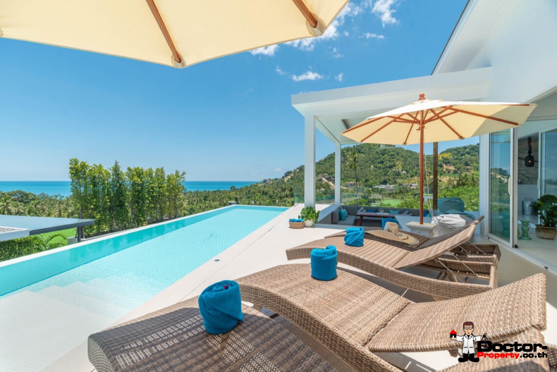 4 Bedroom Pool Villa with Sea View in Chaweng Noi, Koh Samui – For Sale