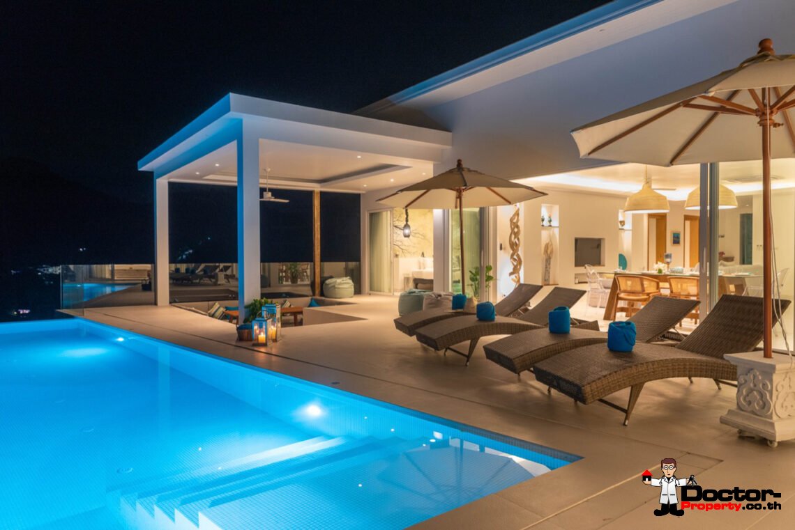 4 Bedroom Pool Villa with Sea View in Chaweng Noi, Koh Samui – For Sale