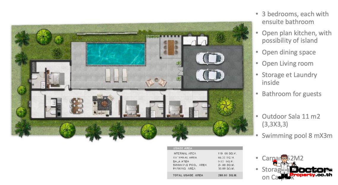 Modern 3 Bedroom Pool Villa in Bo Phut, Koh Samui – For Sale