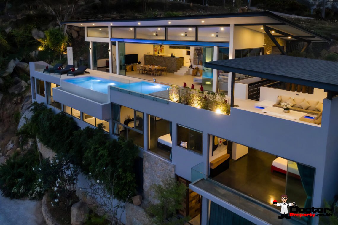 Luxury 4 Bedroom Pool Villa with Sea View in Chaweng Noi, Koh Samui – For Sale