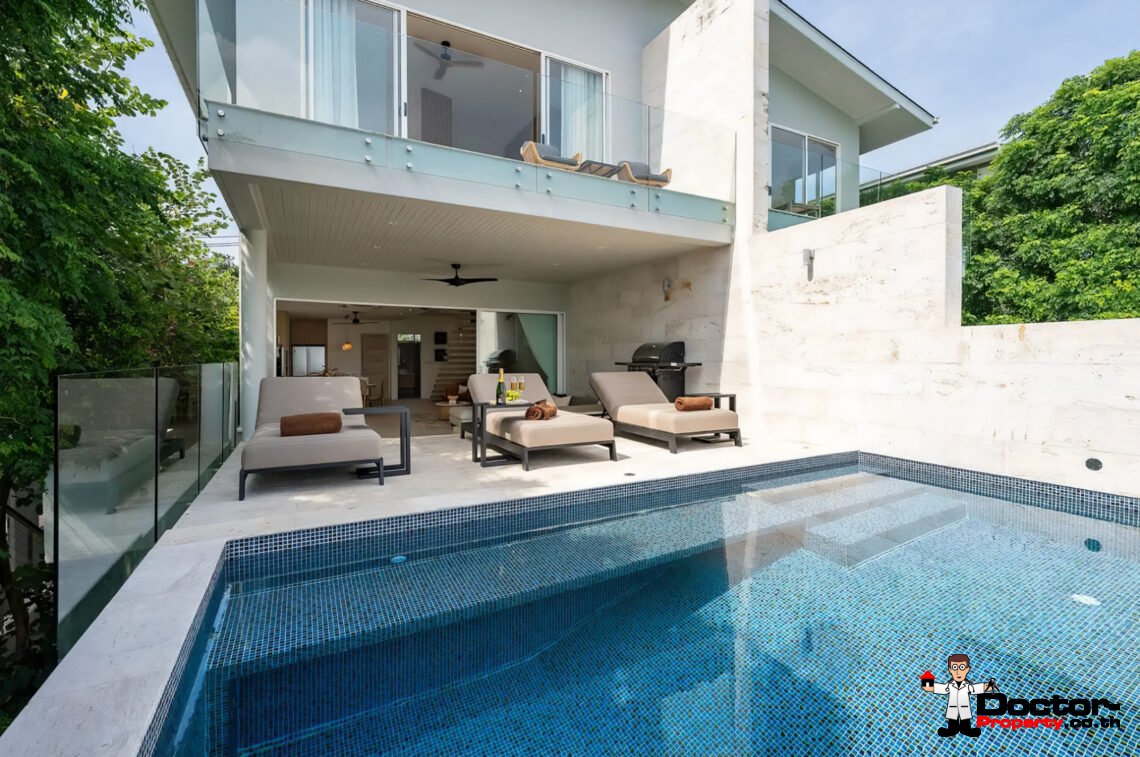 Modern 4 Bedroom Pool Villa with Sea View in Plai Laem, Koh Samui – For Sale