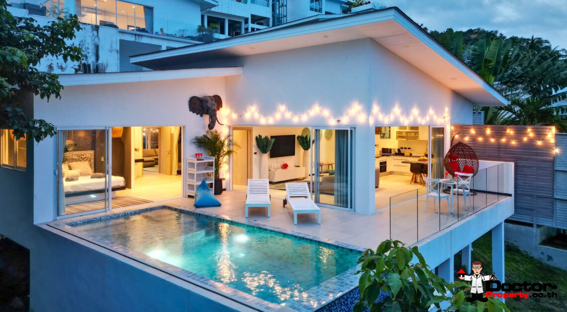 2 Bedroom Pool Villa with Partial Sea View in Chaweng, Koh Samui – For Sale