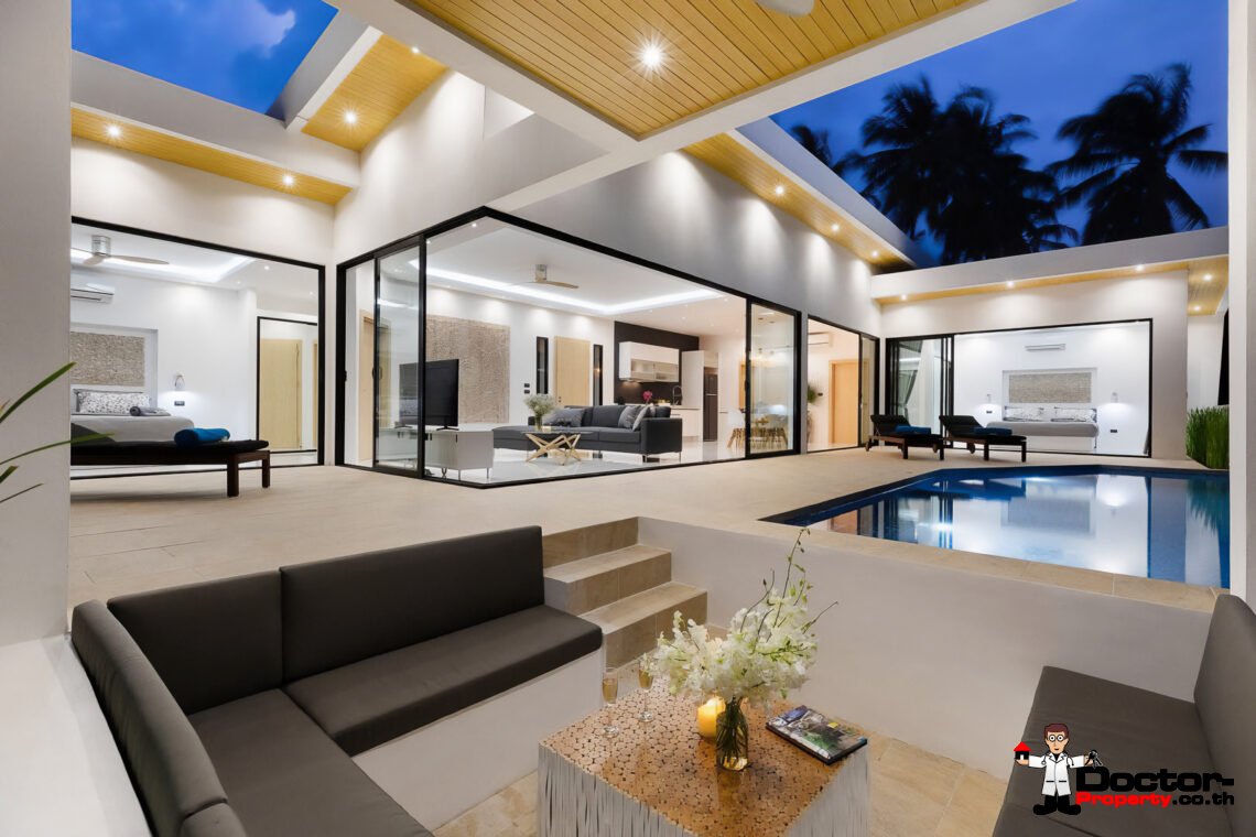 4 Bedroom Pool Villa with Partial Sea View in Chaweng, Koh Samui – For Sale