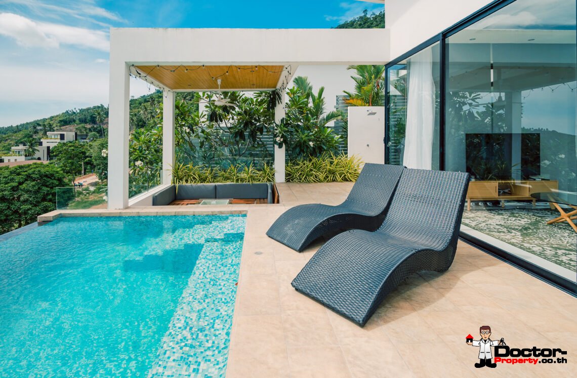 4 Bedroom Pool Villa with Partial Sea View in Chaweng, Koh Samui – For Sale