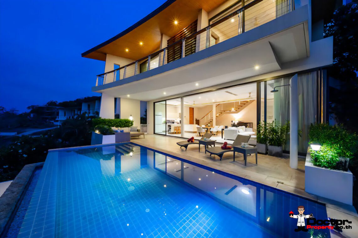 Luxury 4 Bedroom Pool Villa with Sea View in Plai Laem, Koh Samui – For Sale