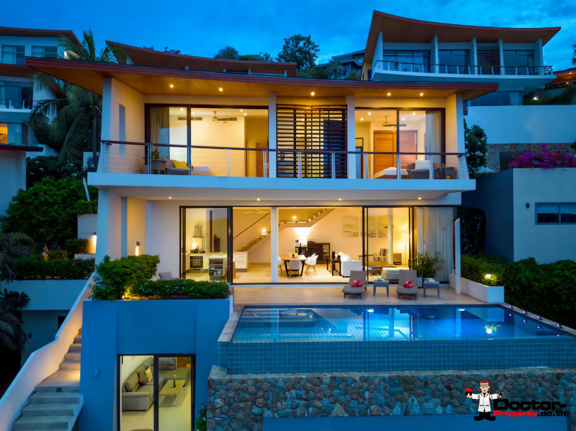Luxury 4 Bedroom Pool Villa with Sea View in Plai Laem, Koh Samui – For Sale