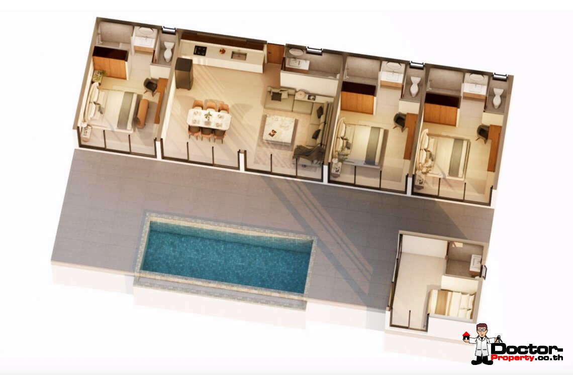 Tropical 2-3 Bedroom Pool Villa in Na Mueang, Koh Samui – For Sale