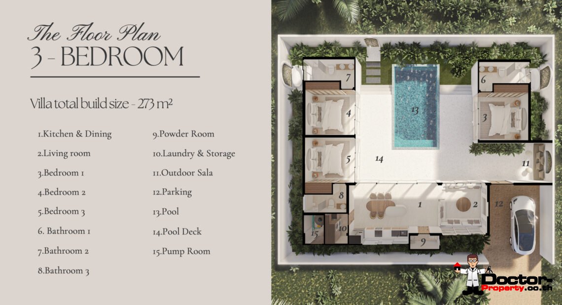 Tropical 2-3 Bedroom Pool Villa in Ban Tai, Koh Samui – For Sale
