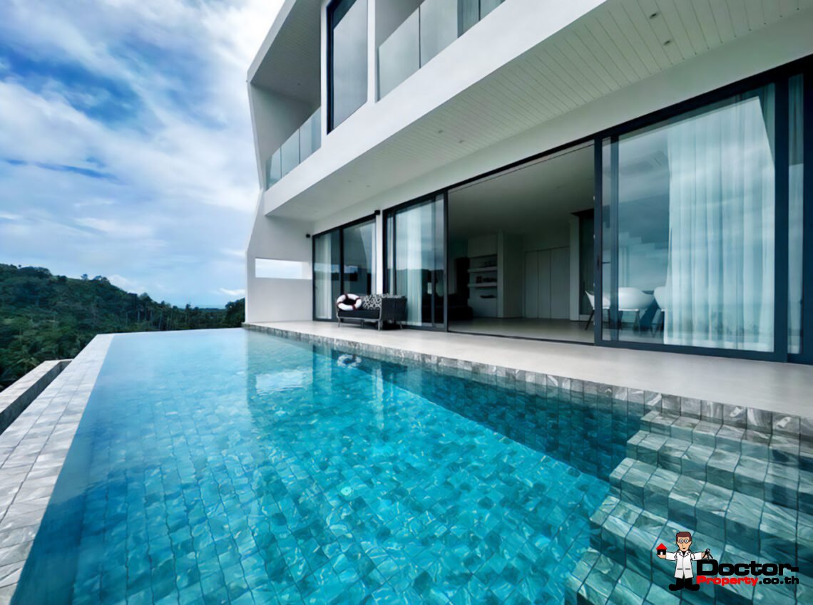 New 4 Bedroom Pool Villa with Sea View in Bang Por, Koh Samui – For Sale
