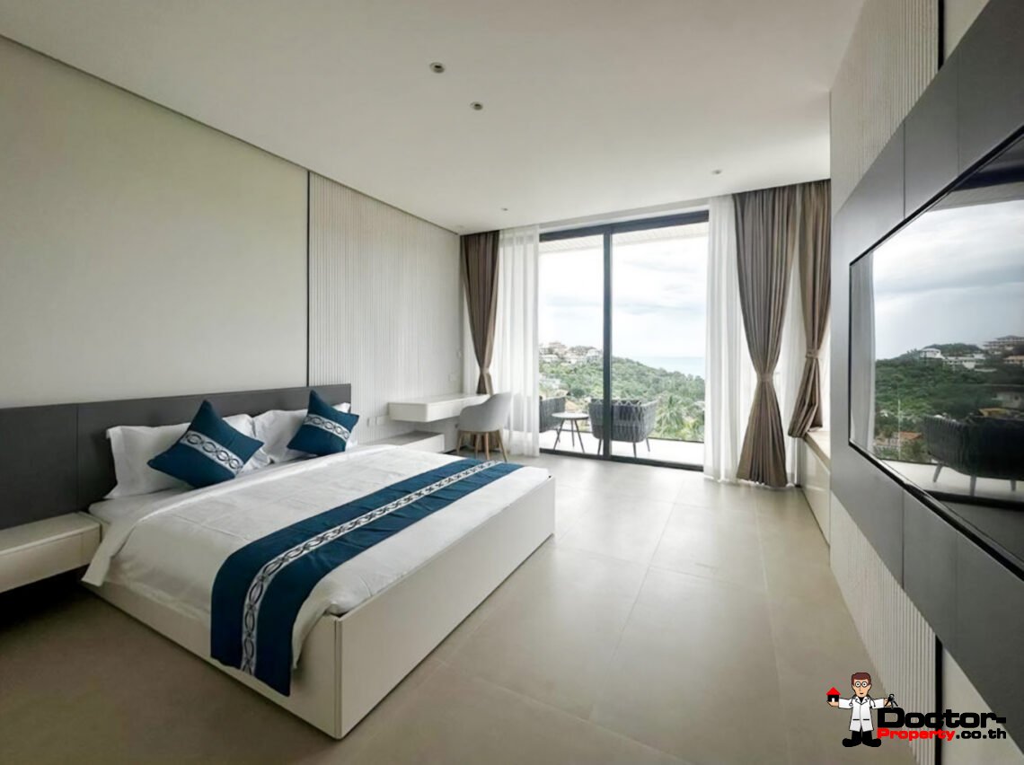 New 4 Bedroom Pool Villa with Sea View in Bang Por, Koh Samui – For Sale