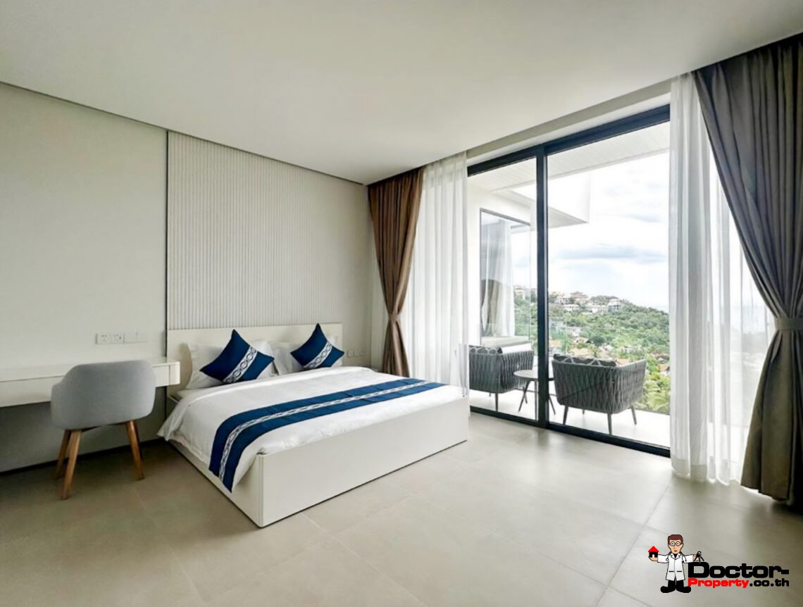 New 4 Bedroom Pool Villa with Sea View in Bang Por, Koh Samui – For Sale