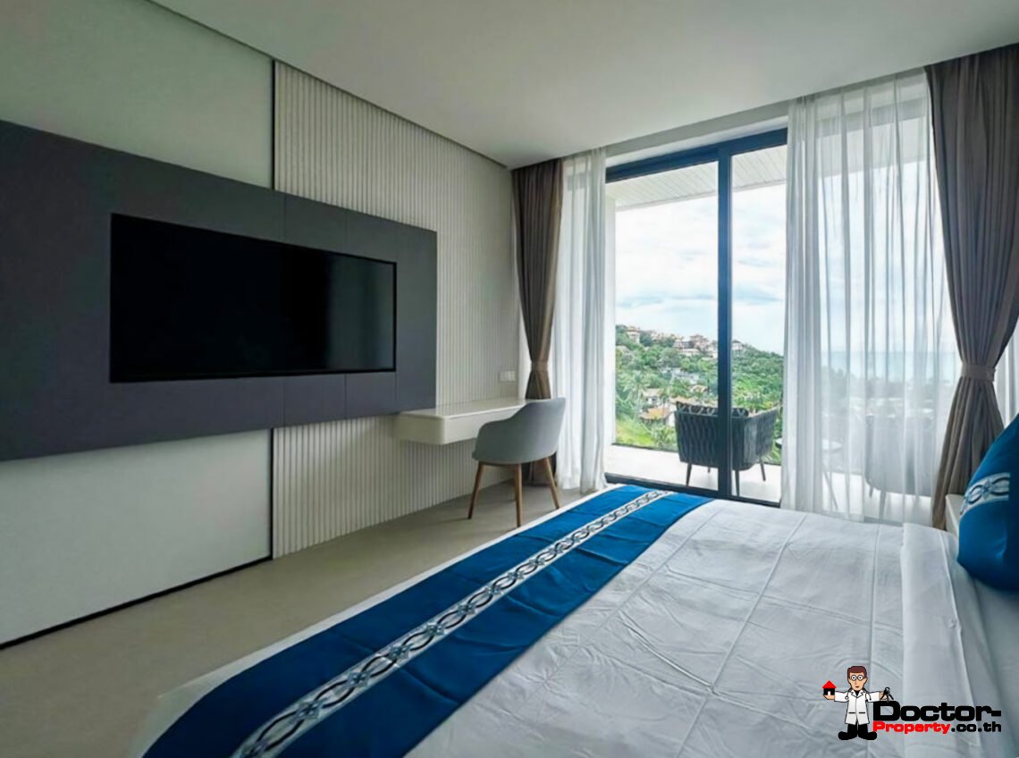 New 4 Bedroom Pool Villa with Sea View in Bang Por, Koh Samui – For Sale