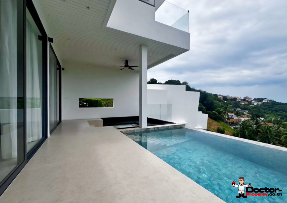 New 4 Bedroom Pool Villa with Sea View in Bang Por, Koh Samui – For Sale