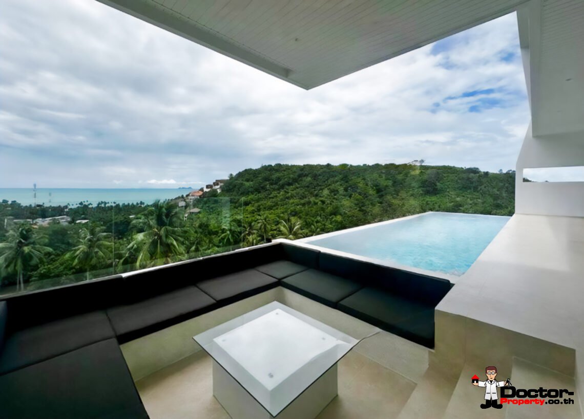 New 4 Bedroom Pool Villa with Sea View in Bang Por, Koh Samui – For Sale