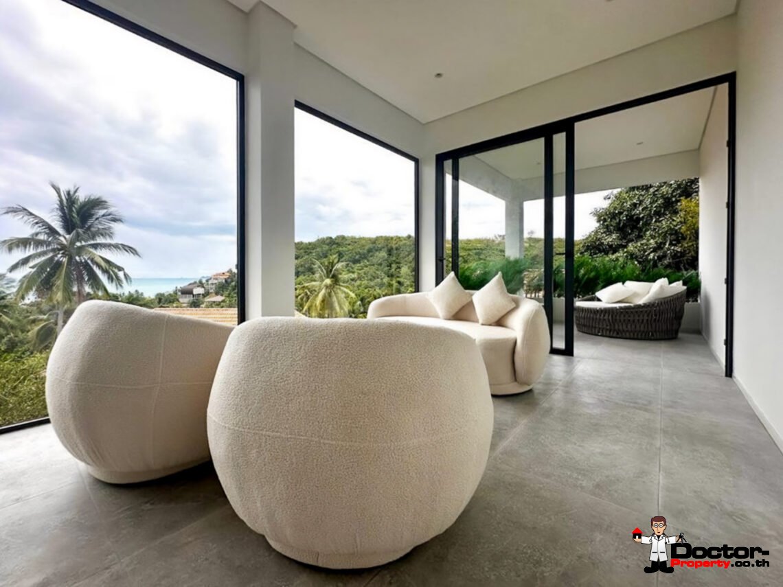New 4 Bedroom Pool Villa with Sea View in Bang Por, Koh Samui – For Sale