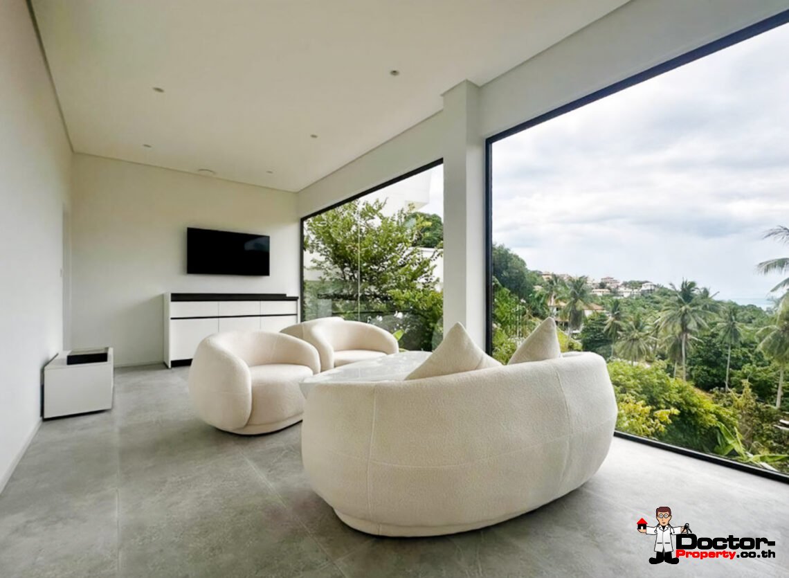 New 4 Bedroom Pool Villa with Sea View in Bang Por, Koh Samui – For Sale