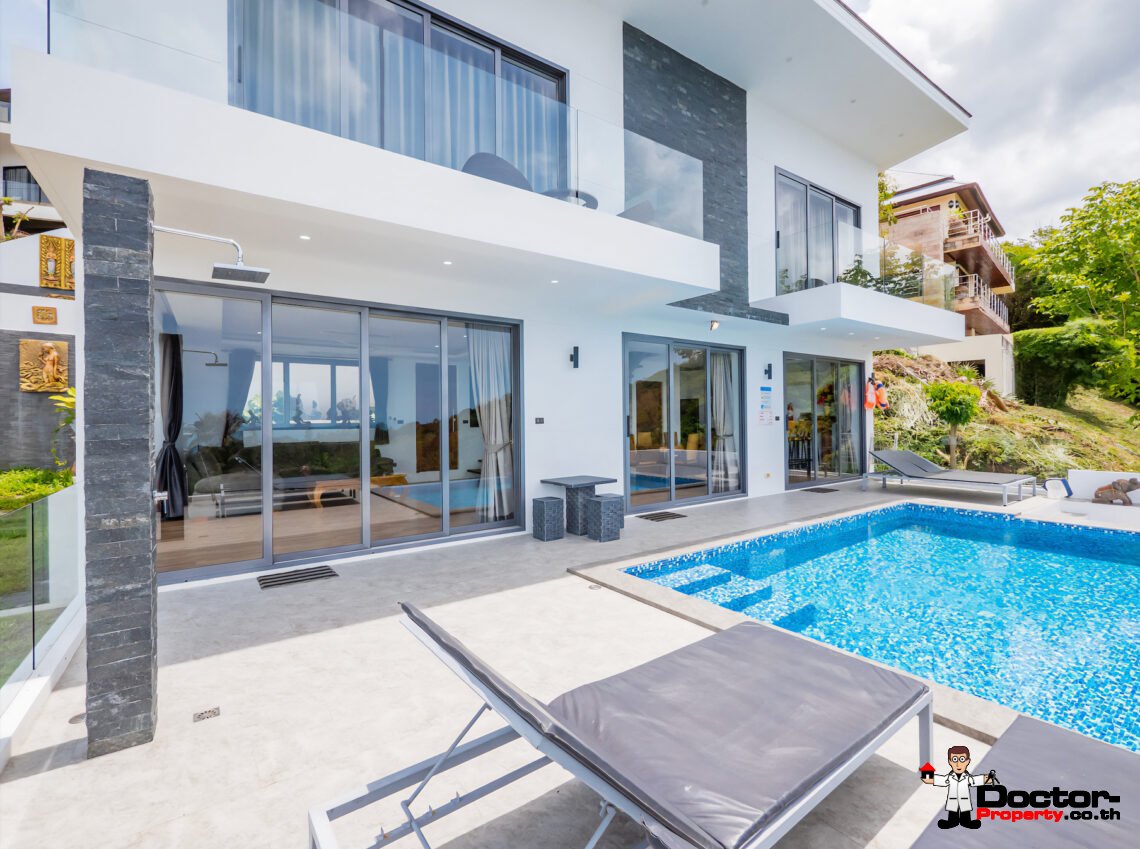 Two Pool Villa 5 Bedroom with Sea View in Hua Thanon, Koh Samui – For Sale