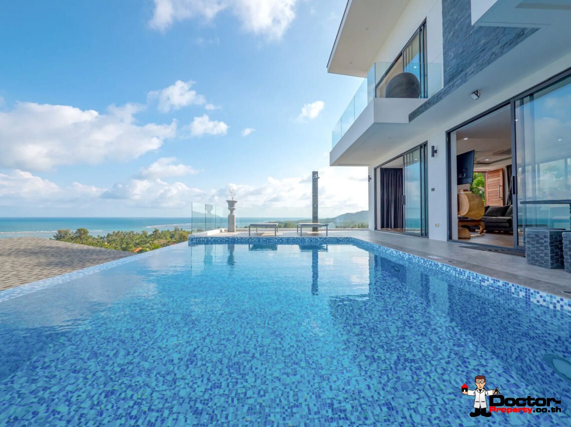 Two Pool Villa 5 Bedroom with Sea View in Hua Thanon, Koh Samui – For Sale