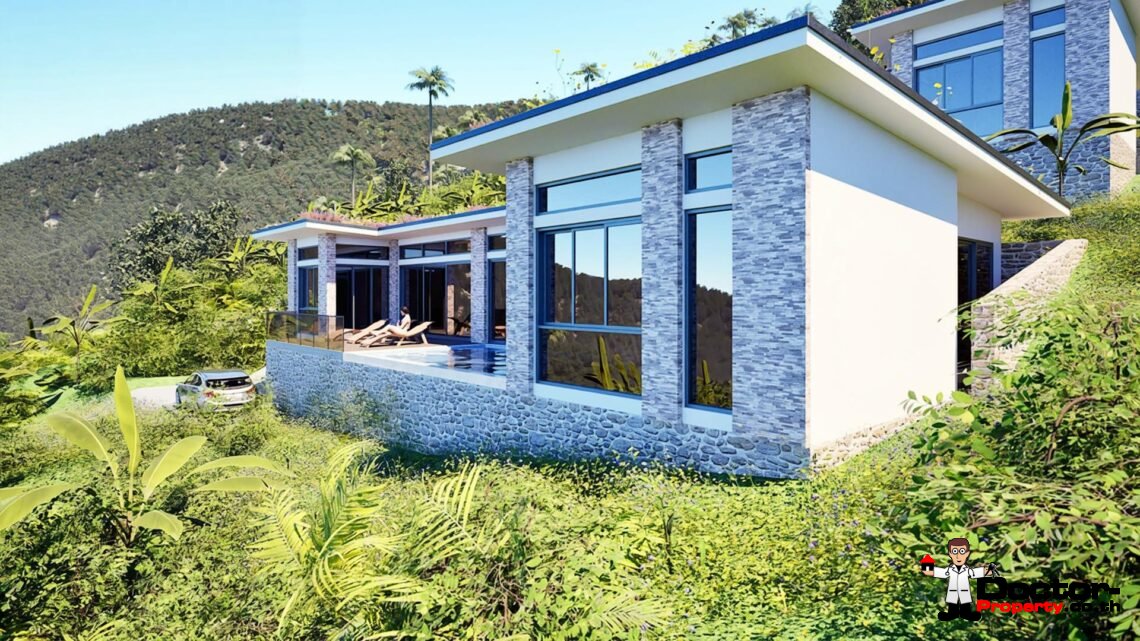 Tropical 3-4 Bedroom Pool Villa with Sea View in Lamai, Koh Samui – For Sale