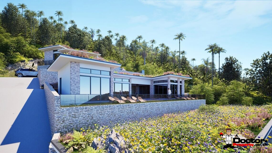 Tropical 3-4 Bedroom Pool Villa with Sea View in Lamai, Koh Samui – For Sale