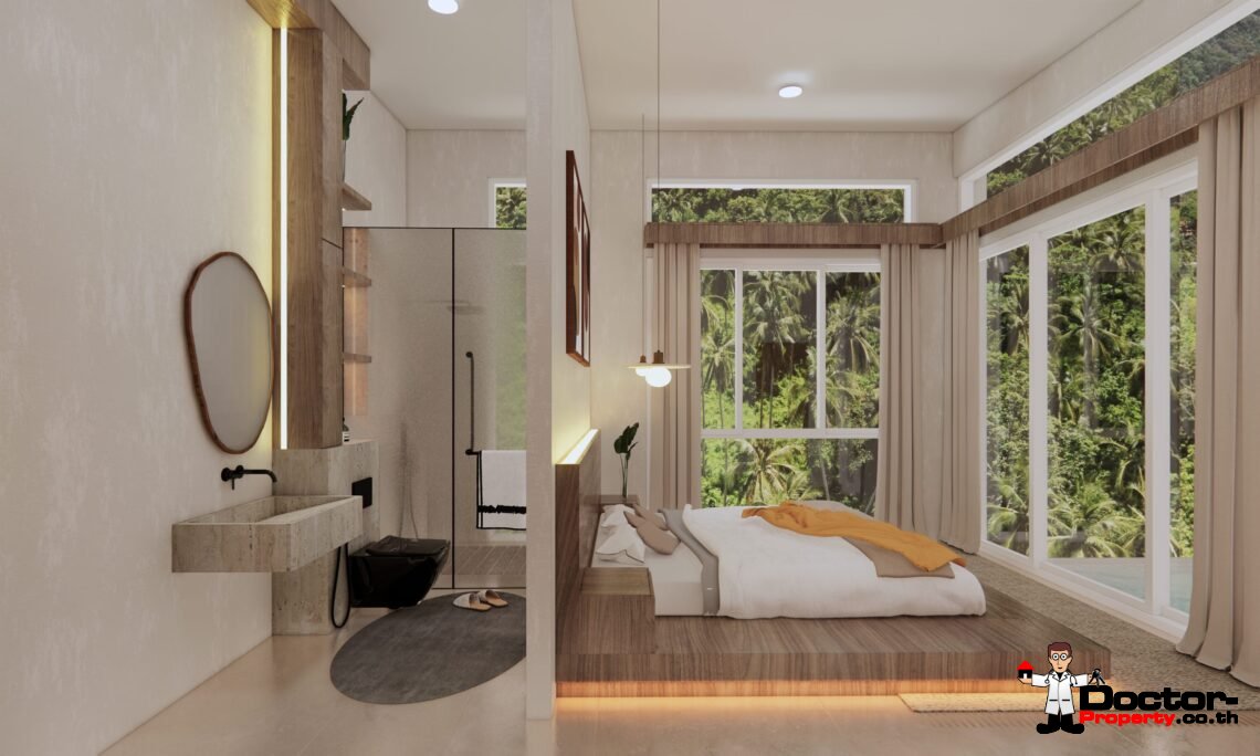 Tropical 3-4 Bedroom Pool Villa with Sea View in Lamai, Koh Samui – For Sale