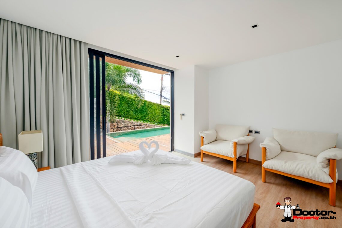 Modern 3 Bedroom Private Pool Villa with Partial Sea View in Plai Laem, Koh Samui – For Sale