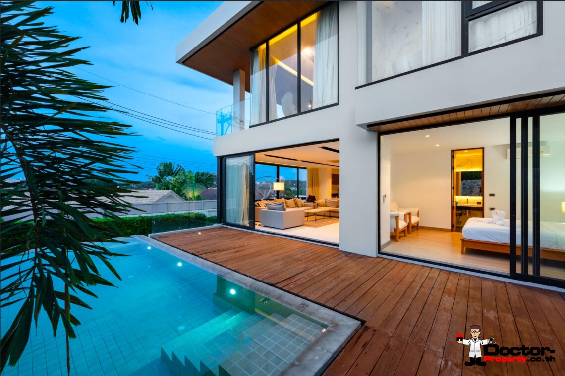 Modern 3 Bedroom Private Pool Villa with Partial Sea View in Plai Laem, Koh Samui – For Sale