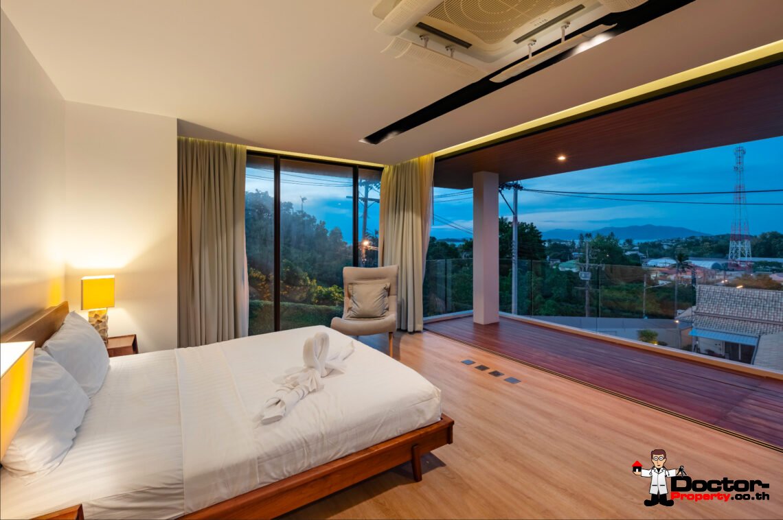 Modern 3 Bedroom Private Pool Villa with Partial Sea View in Plai Laem, Koh Samui – For Sale