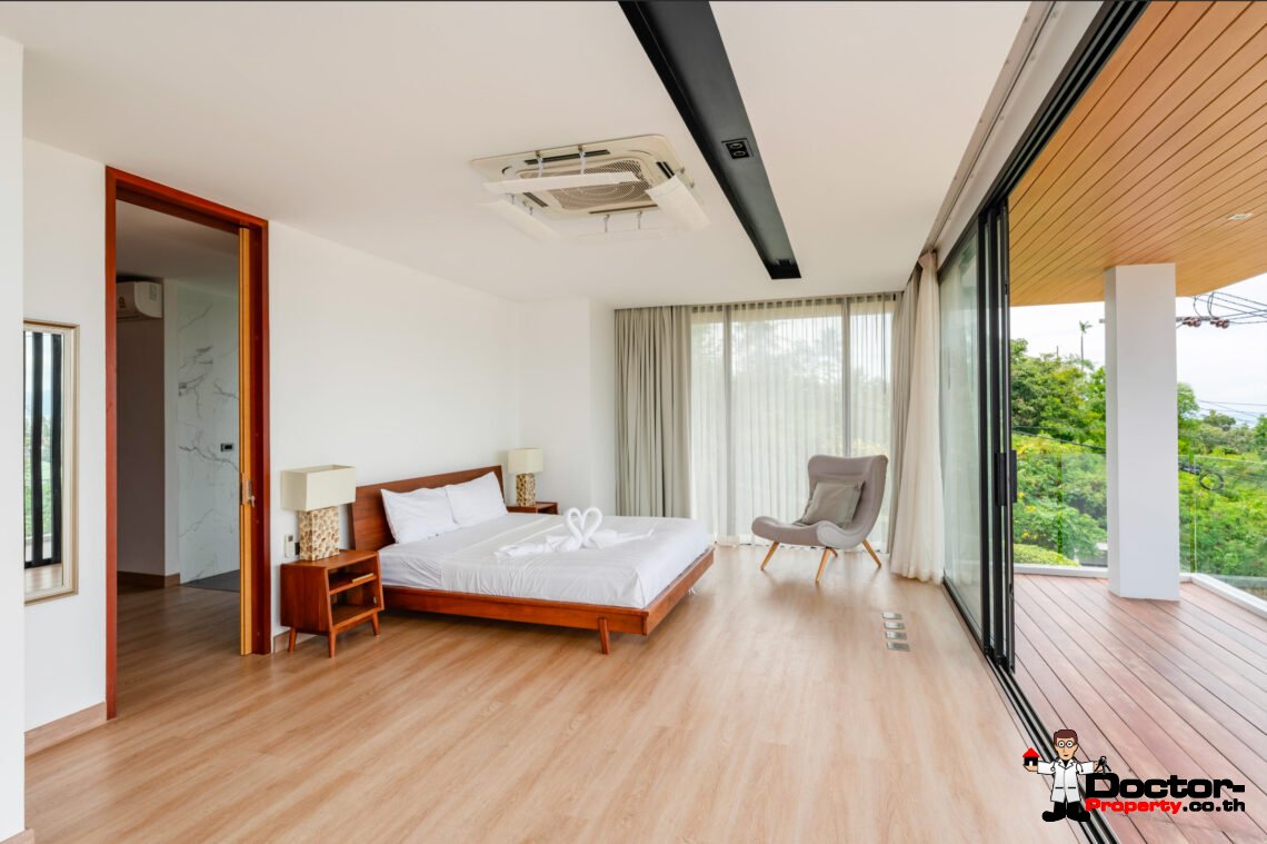 Modern 3 Bedroom Private Pool Villa with Partial Sea View in Plai Laem, Koh Samui – For Sale