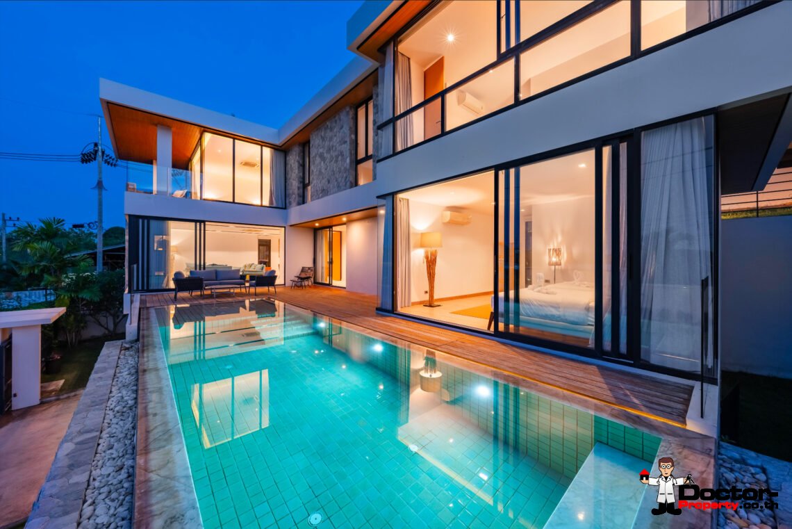 Modern 4 Bedroom Private Pool Villa with Partial Sea View in Plai Laem, Koh Samui – For Sale