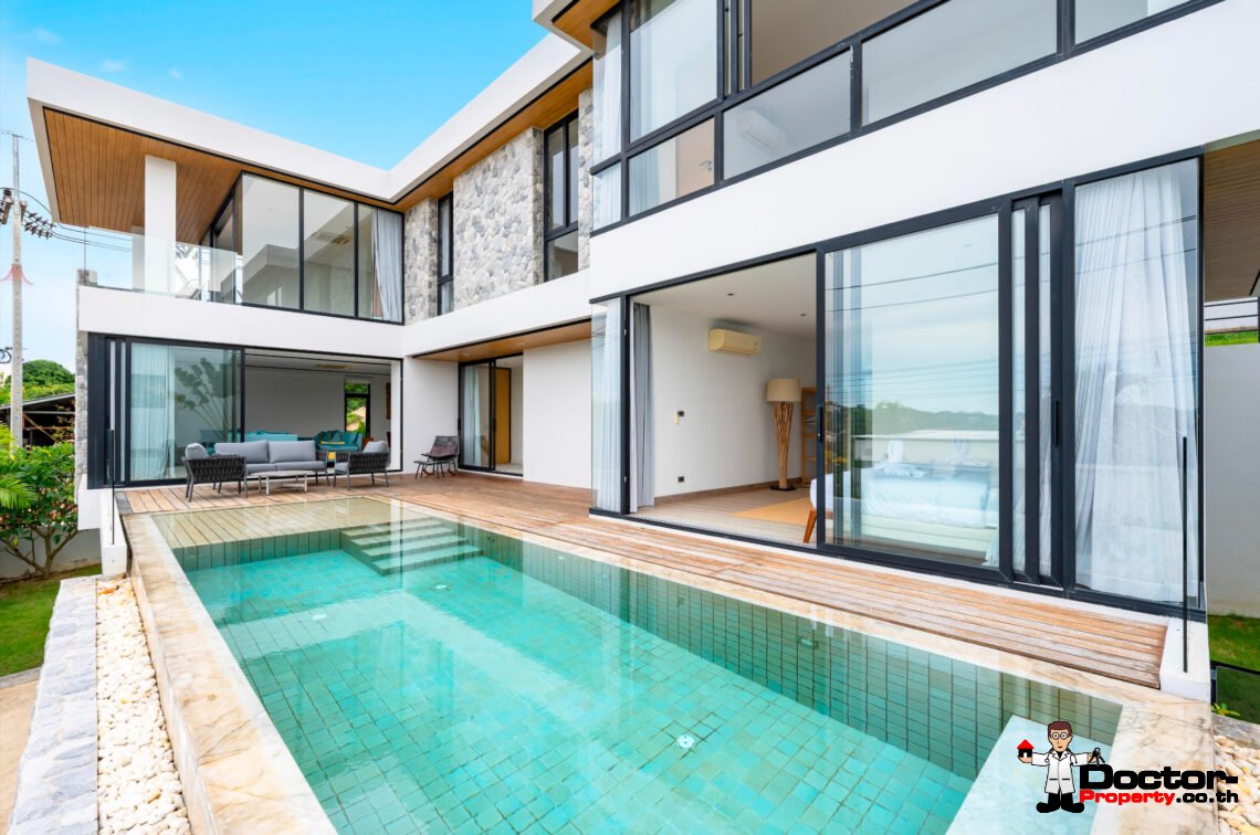 Modern 4 Bedroom Private Pool Villa with Partial Sea View in Plai Laem, Koh Samui – For Sale