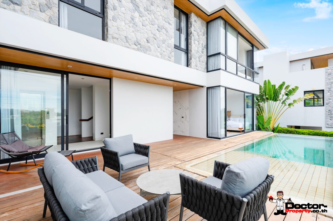 Modern 4 Bedroom Private Pool Villa with Partial Sea View in Plai Laem, Koh Samui – For Sale