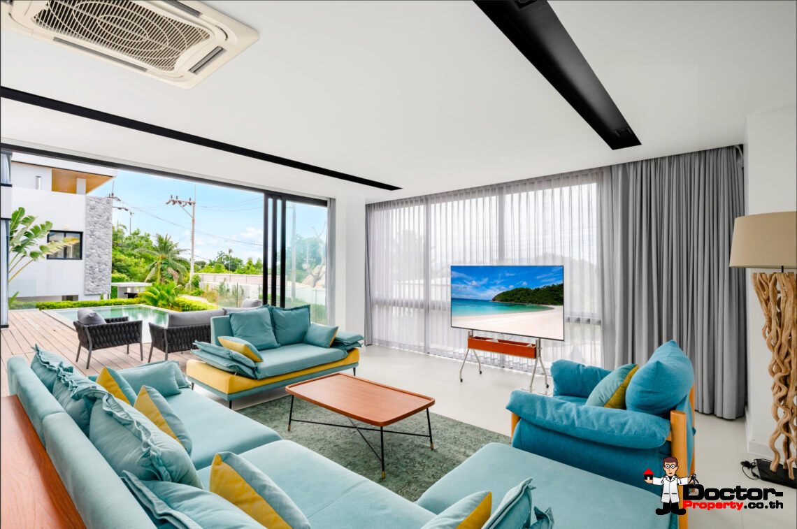 Modern 4 Bedroom Private Pool Villa with Partial Sea View in Plai Laem, Koh Samui – For Sale