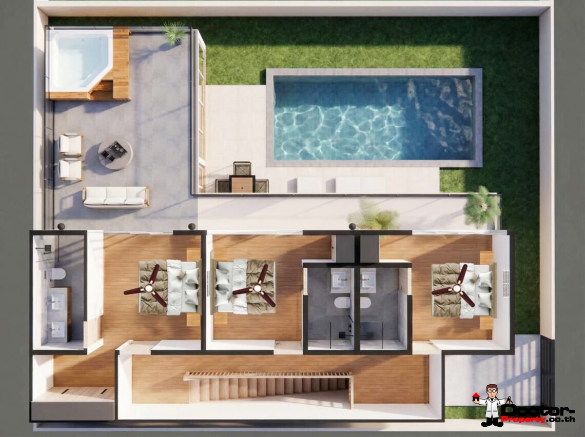 Stylish Two-Storey 4 Bedroom Pool Villa in Lamai, Koh Samui – For Sale