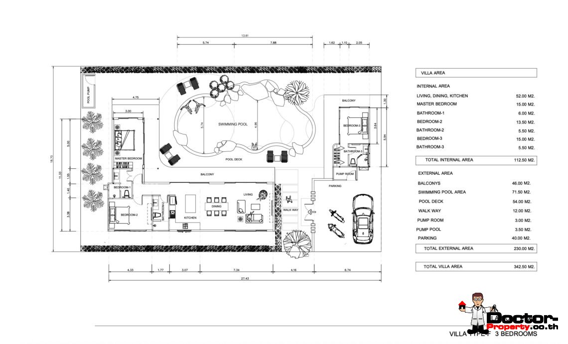 Modern 3 Bedroom Boho Pool Villa in Bang Por, Koh Samui – For Sale