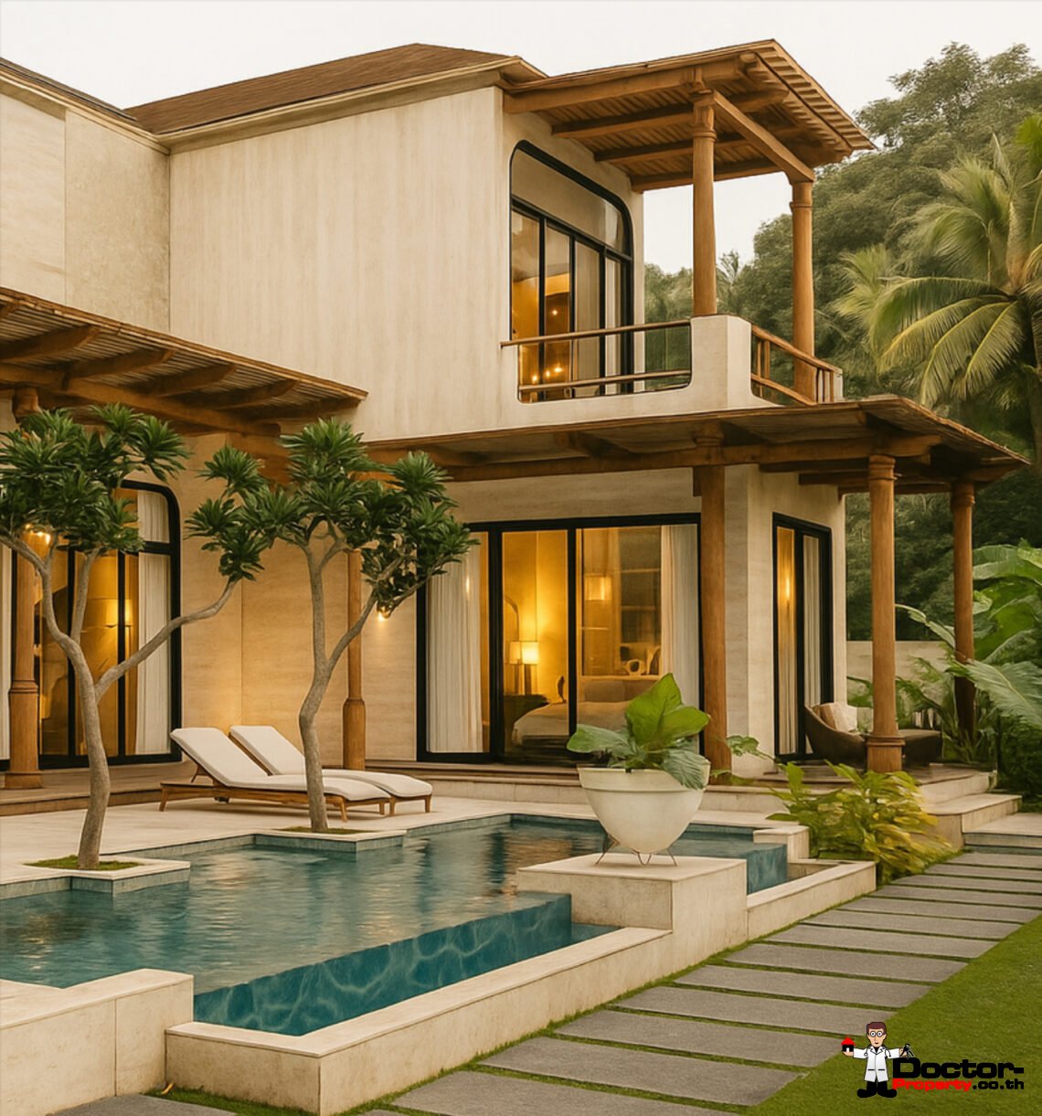 Modern 4 Bedroom Boho Pool Villa in Bang Por, Koh Samui – For Sale