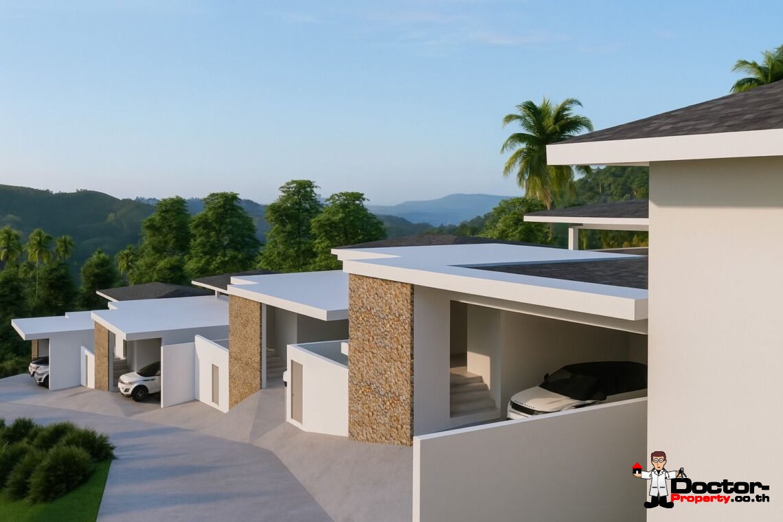 Modern 3-4 Bedroom Pool Villa with Partial Sea View and Mountain View in Lamai, Koh Samui – For Sale