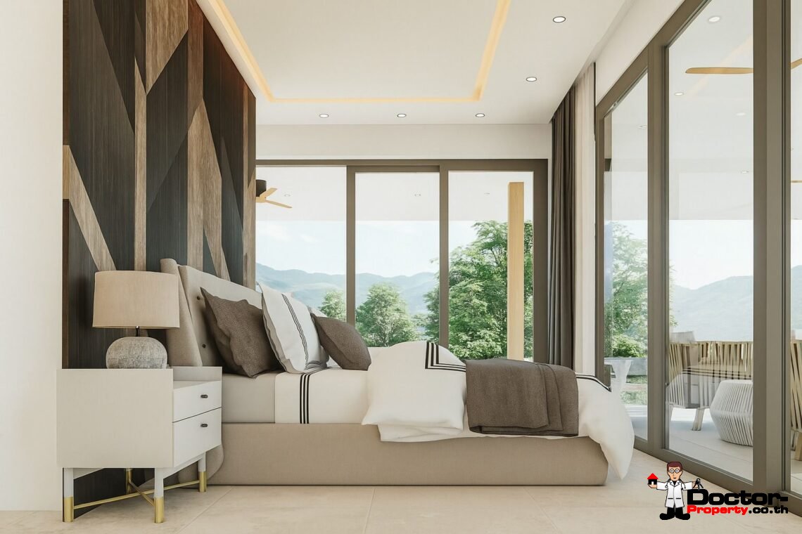 Modern 3-4 Bedroom Pool Villa with Partial Sea View and Mountain View in Lamai, Koh Samui – For Sale