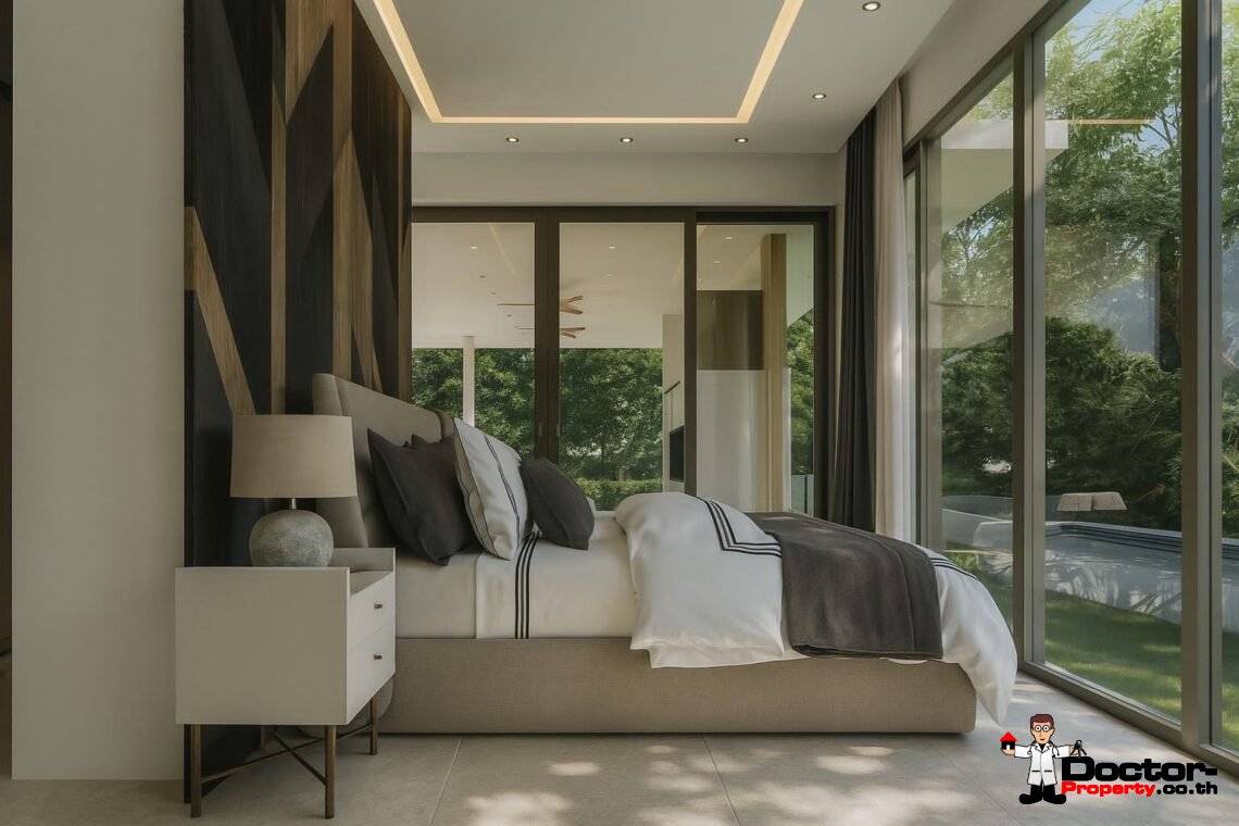 Modern 3-4 Bedroom Pool Villa with Partial Sea View and Mountain View in Lamai, Koh Samui – For Sale